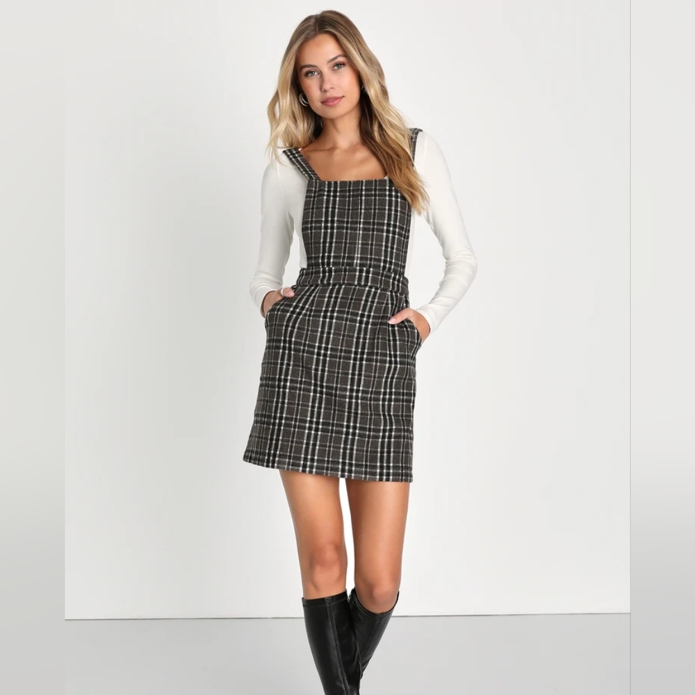 Lulus Plaid Pinafore Mini Dress